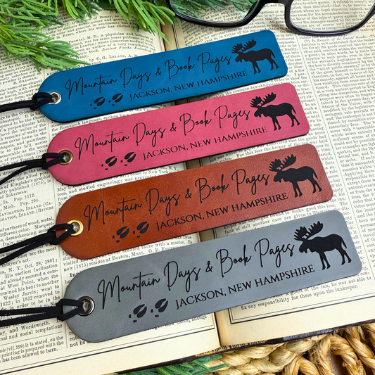 Mountain Days and Book Pages – Customizable Leatherette Bookmark