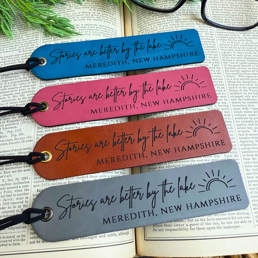 Stories Are Better by the Lake – Customizable Leatherette Bookmark