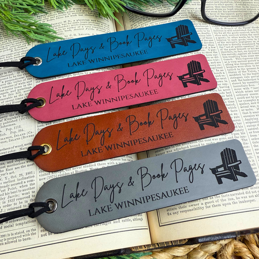 Lake Days and Book Pages – Customizable Leatherette Bookmark