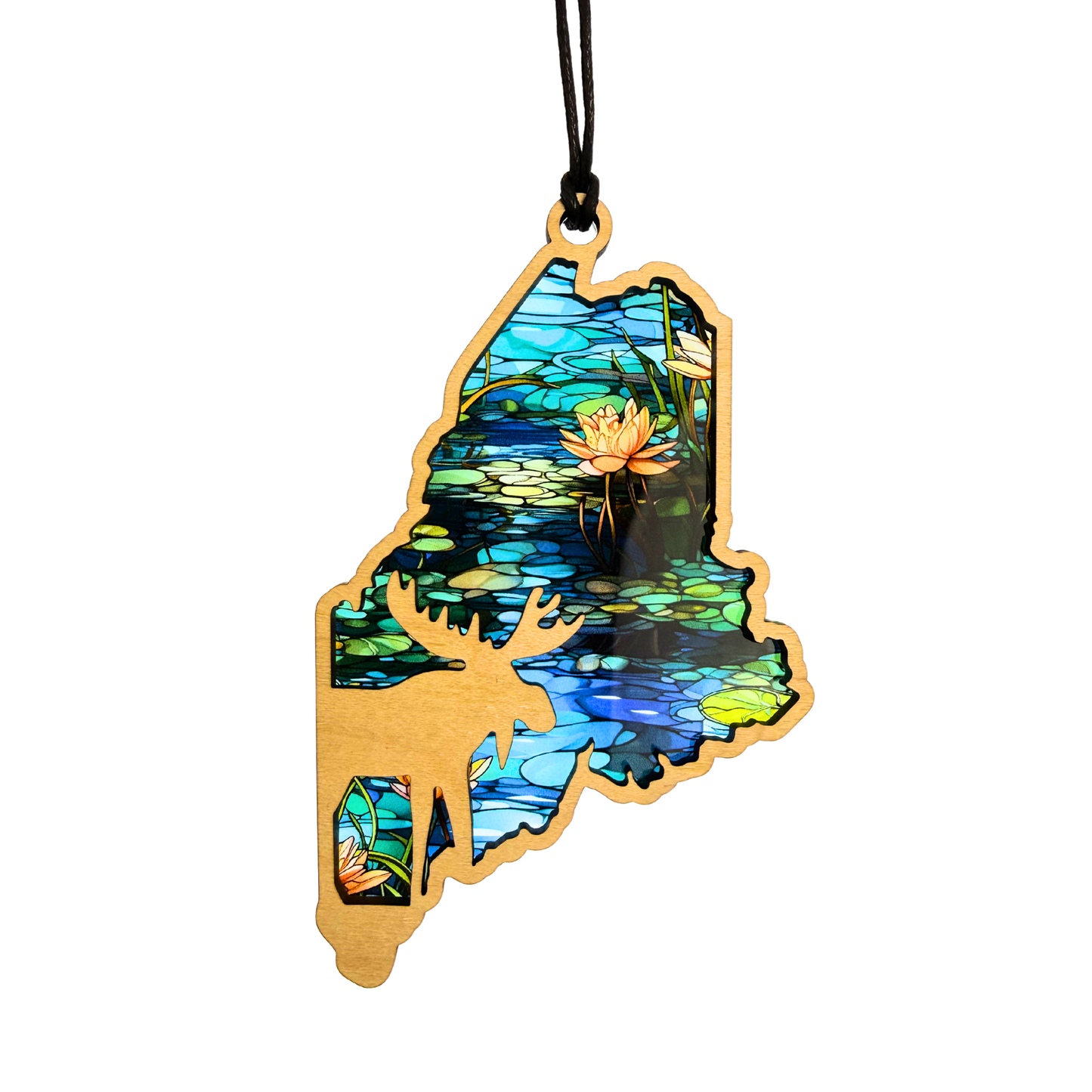 Maine Moose Pond Suncatcher – 5” Handcrafted Window Decor
