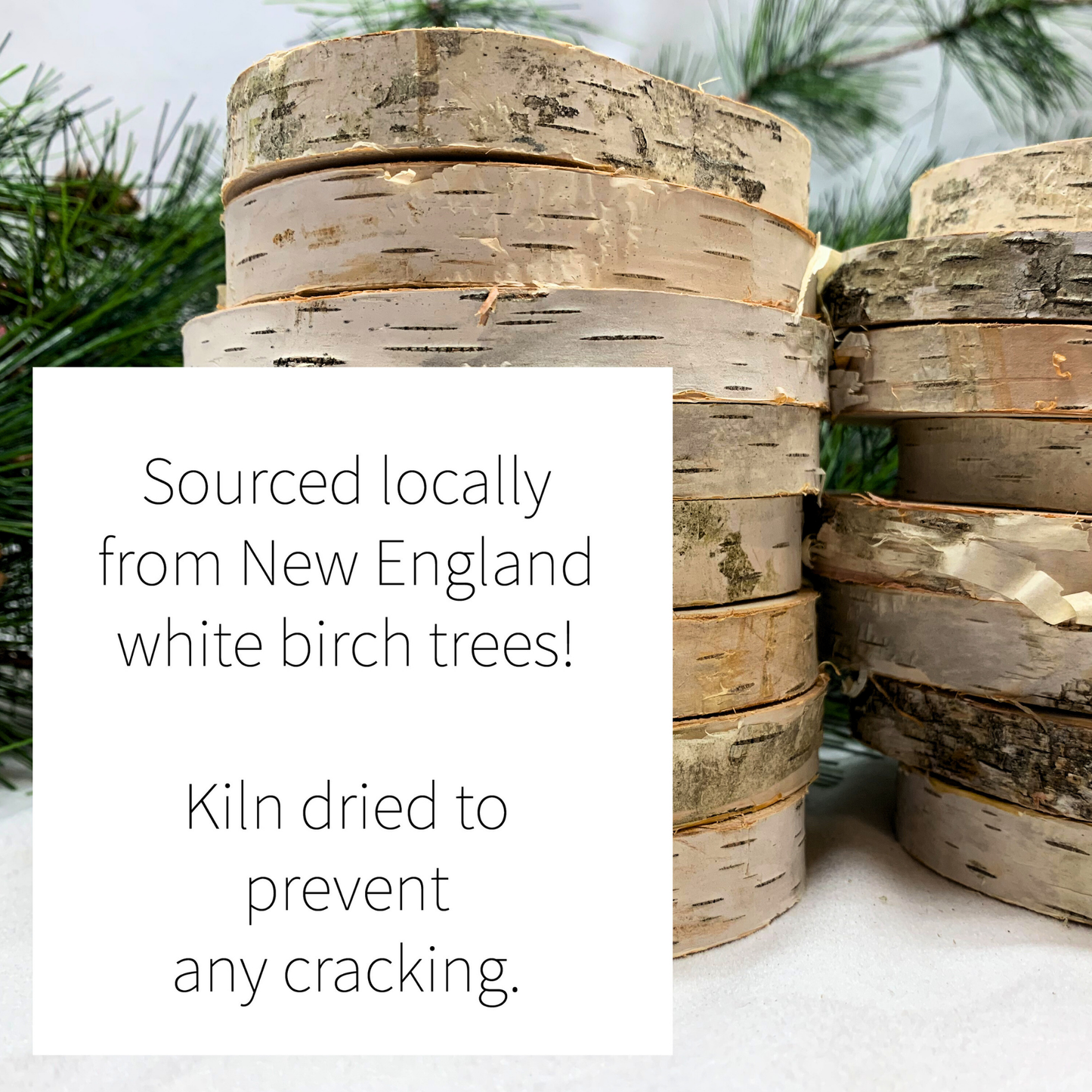 New England Birch Ornaments – 3" Round Laser Engraved