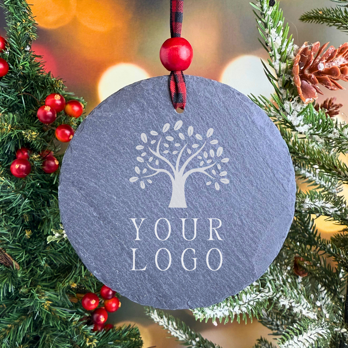 3" Round Slate Ornament