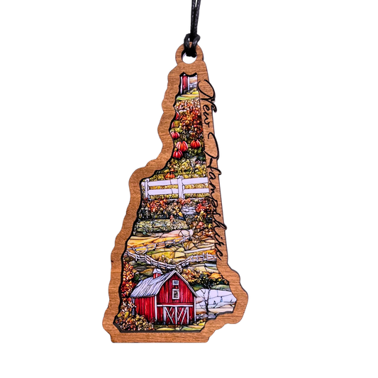 New Hampshire Suncatcher - Fall Barn and Pumpkins