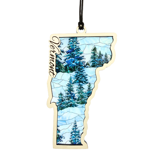Vermont Winter Suncatcher – 5” Handcrafted Window Decor