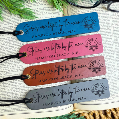 Stories Are Better by the Ocean – Customizable Leatherette Bookmark