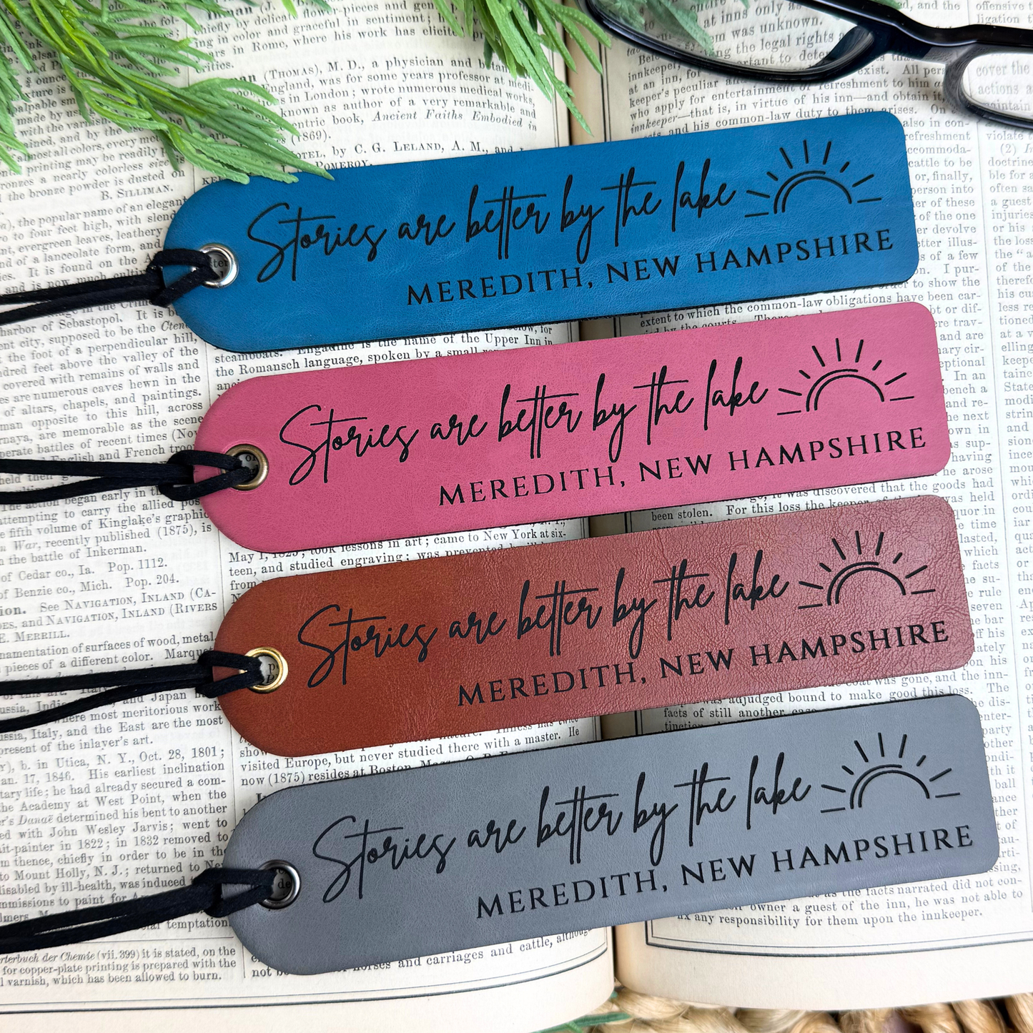 Stories Are Better by the Lake – Customizable Leatherette Bookmark