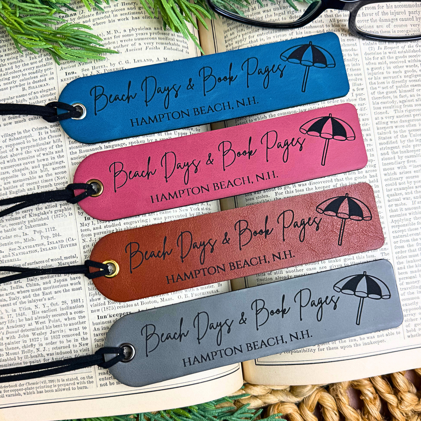 Beach Days and Book Pages – Customizable Leatherette Bookmark