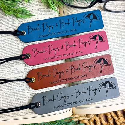 Beach Days and Book Pages – Customizable Leatherette Bookmark