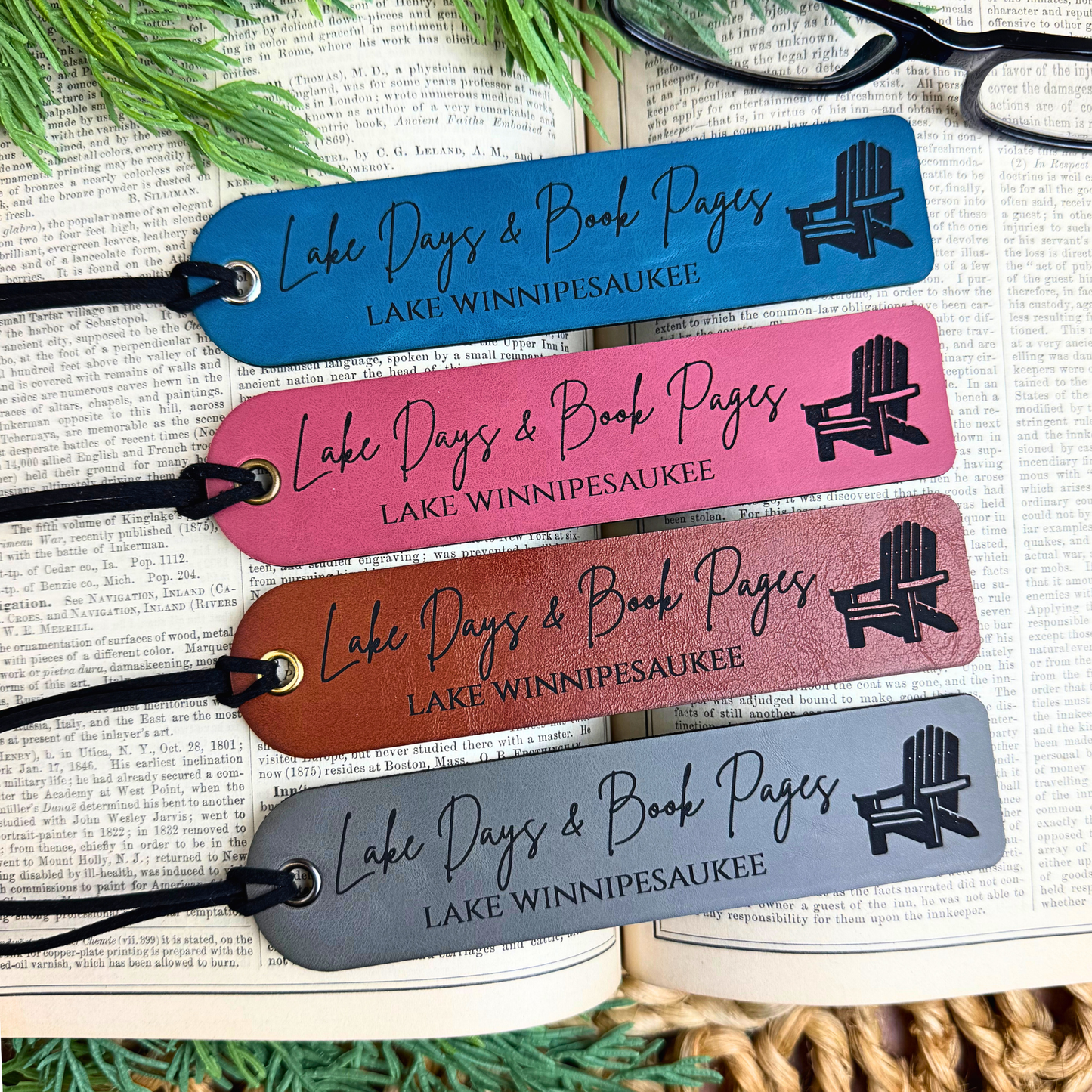 Lake Days and Book Pages – Customizable Leatherette Bookmark