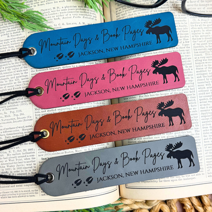 Mountain Days and Book Pages – Customizable Leatherette Bookmark