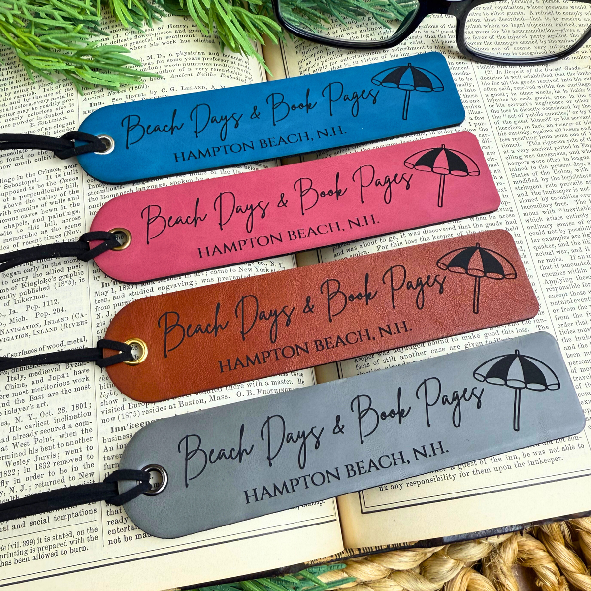 Cape Cod Bookmarks Beach Days and Book Pages – Customizable Leatherette Bookmark – Maple ...