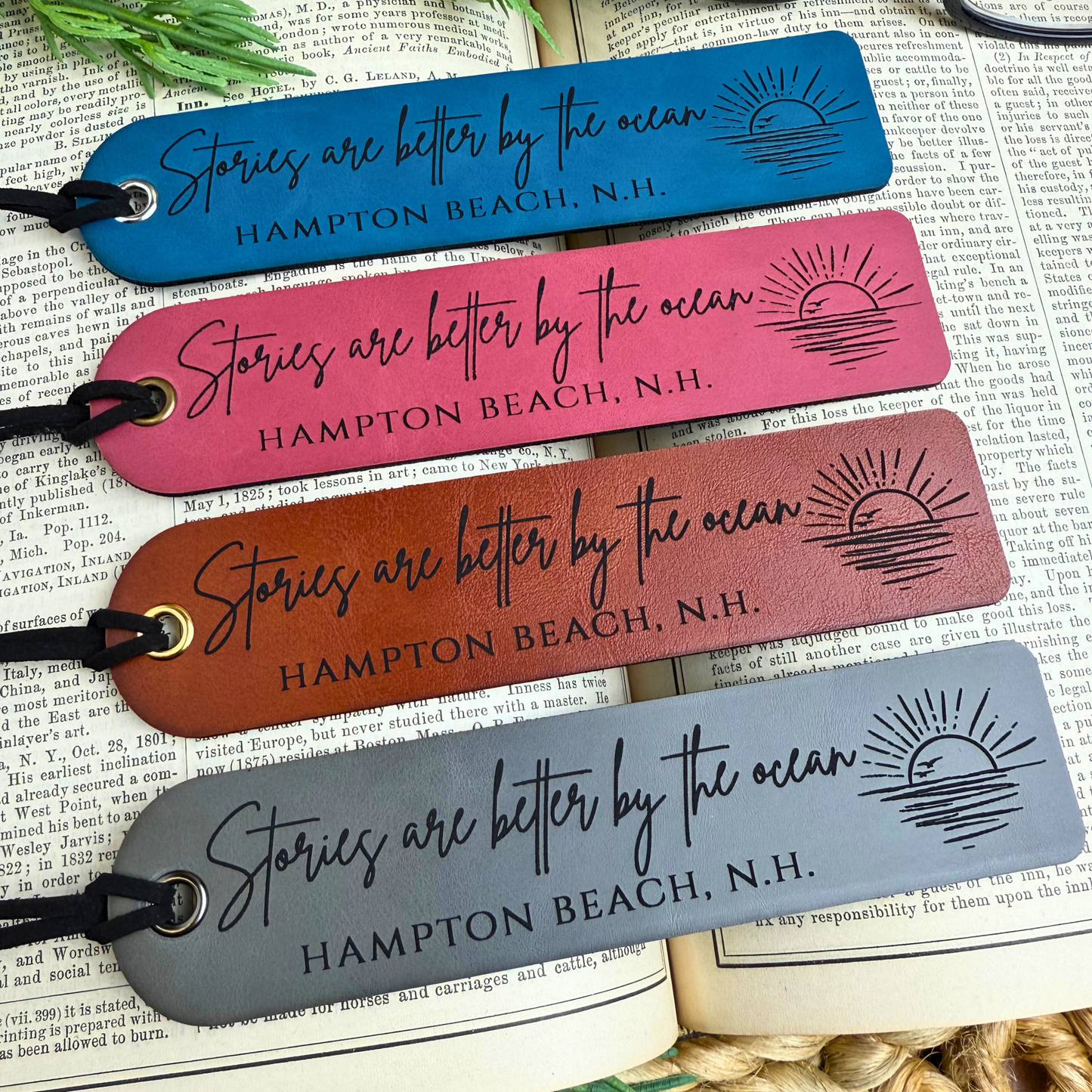Stories Are Better by the Ocean – Customizable Leatherette Bookmark