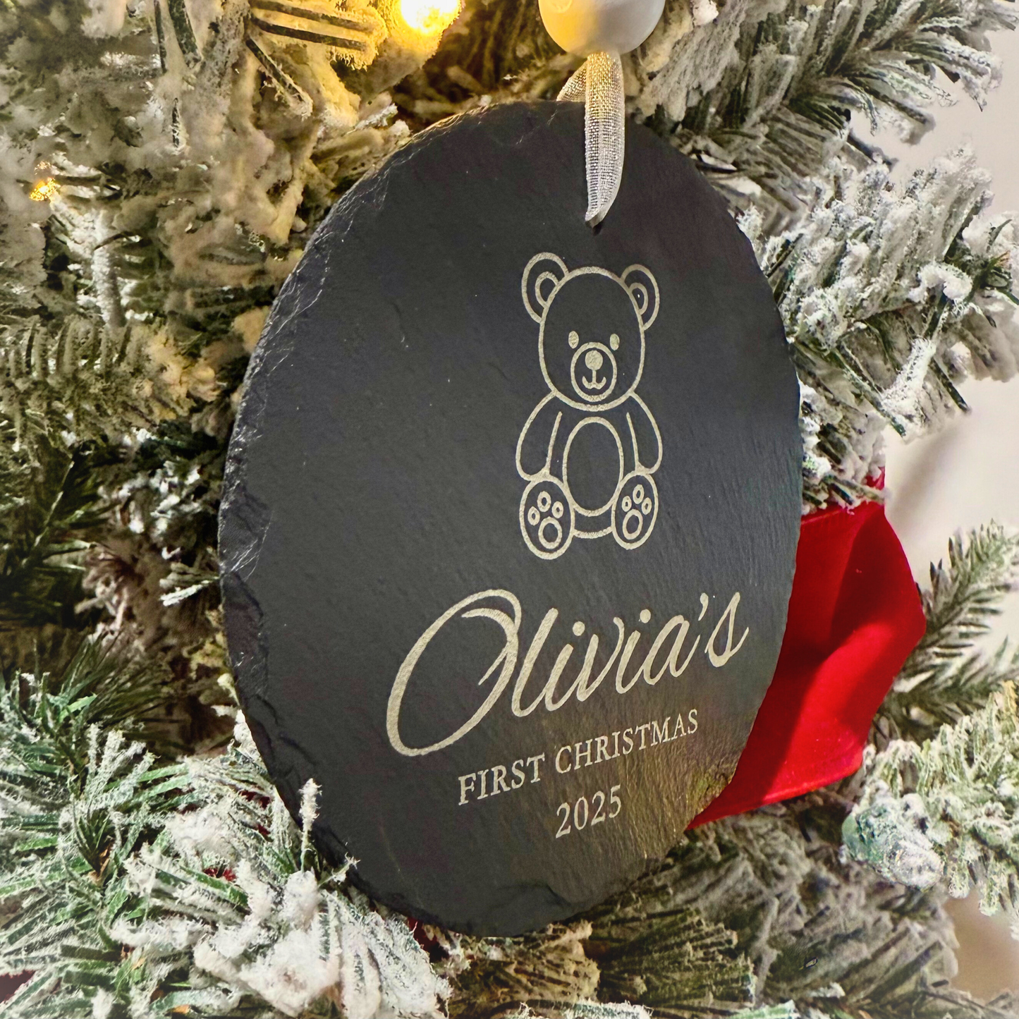 Baby’s First Christmas Slate Ornament – Personalized