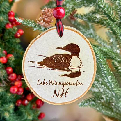 New England Birch Ornaments – 3" Round Laser Engraved