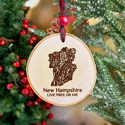 New England Birch Ornaments – 3" Round Laser Engraved