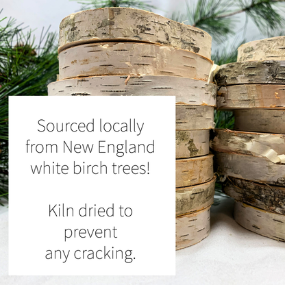 New England Birch Ornaments – 3" Round Laser Engraved