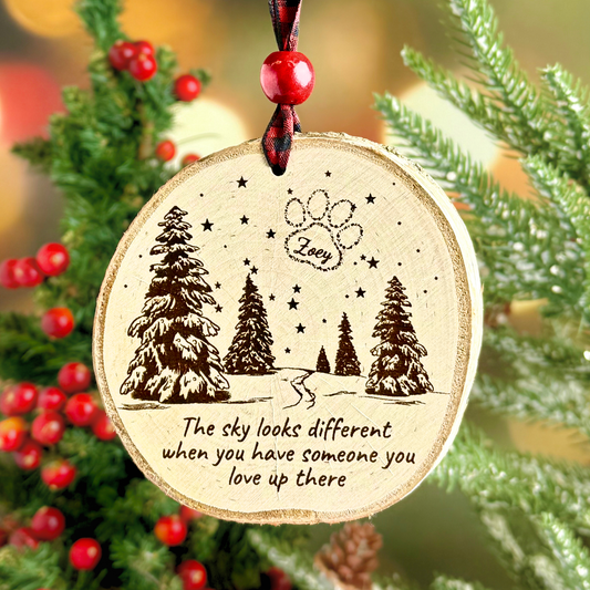 Birch Pet Memorial Ornament – Personalized Paw in the Sky