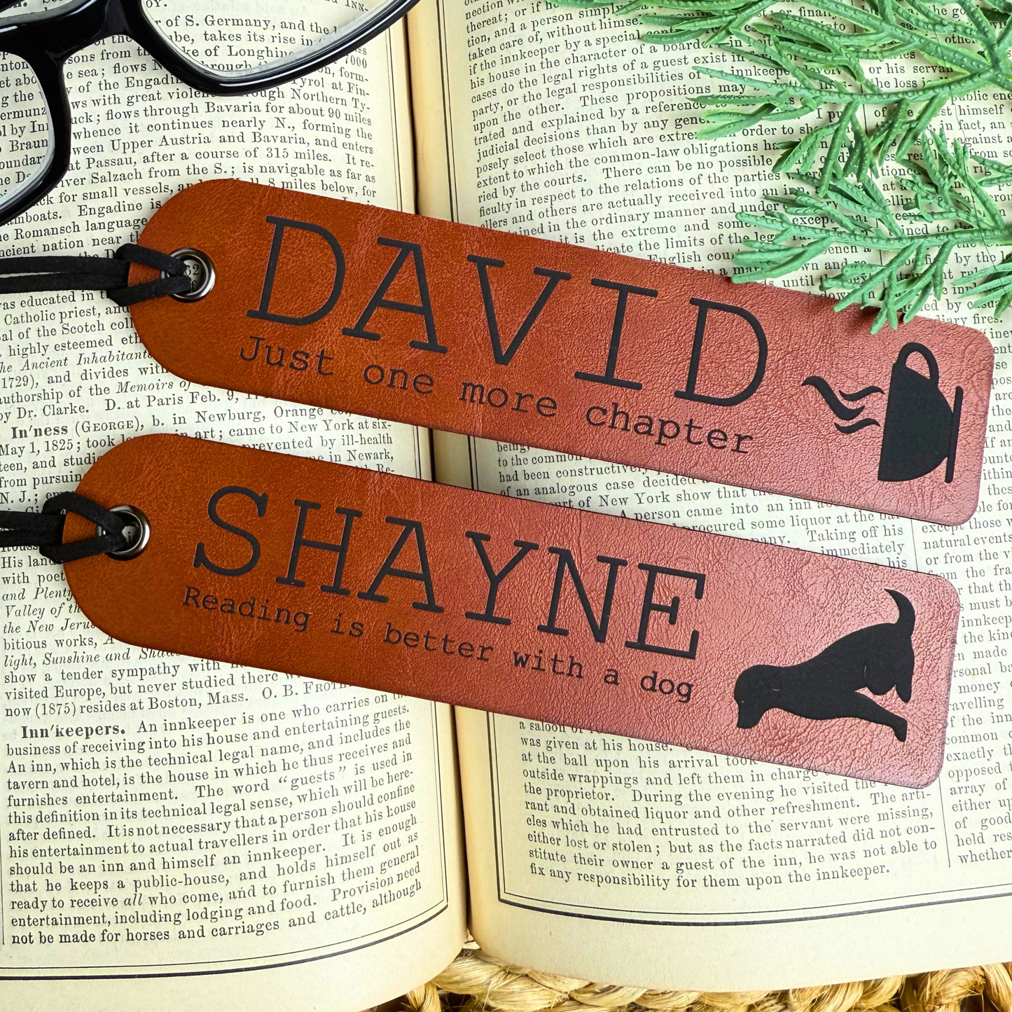 Personalized Leatherette Bookmark | Custom Name & Icon