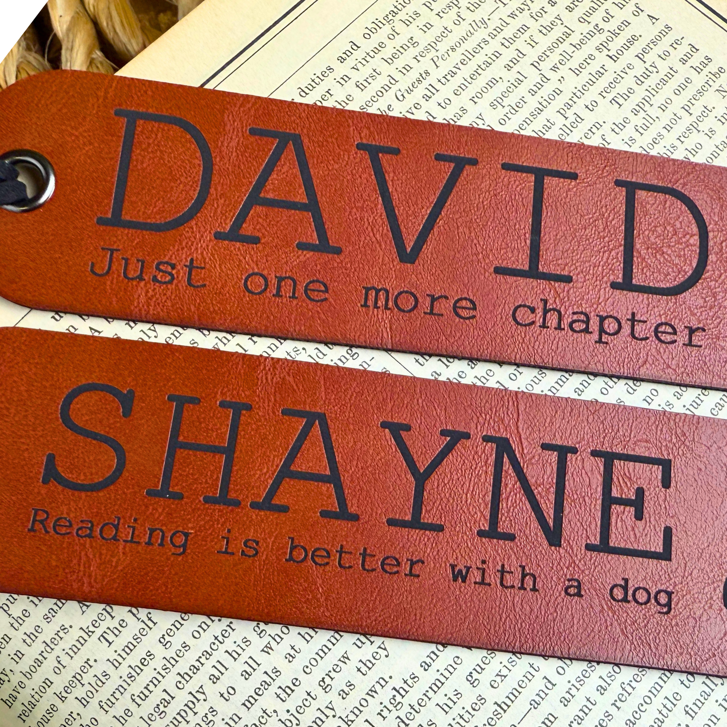 Personalized Leatherette Bookmark | Custom Name & Icon
