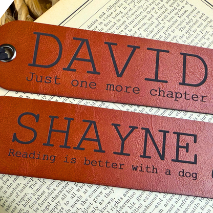 Personalized Leatherette Bookmark | Custom Name & Icon