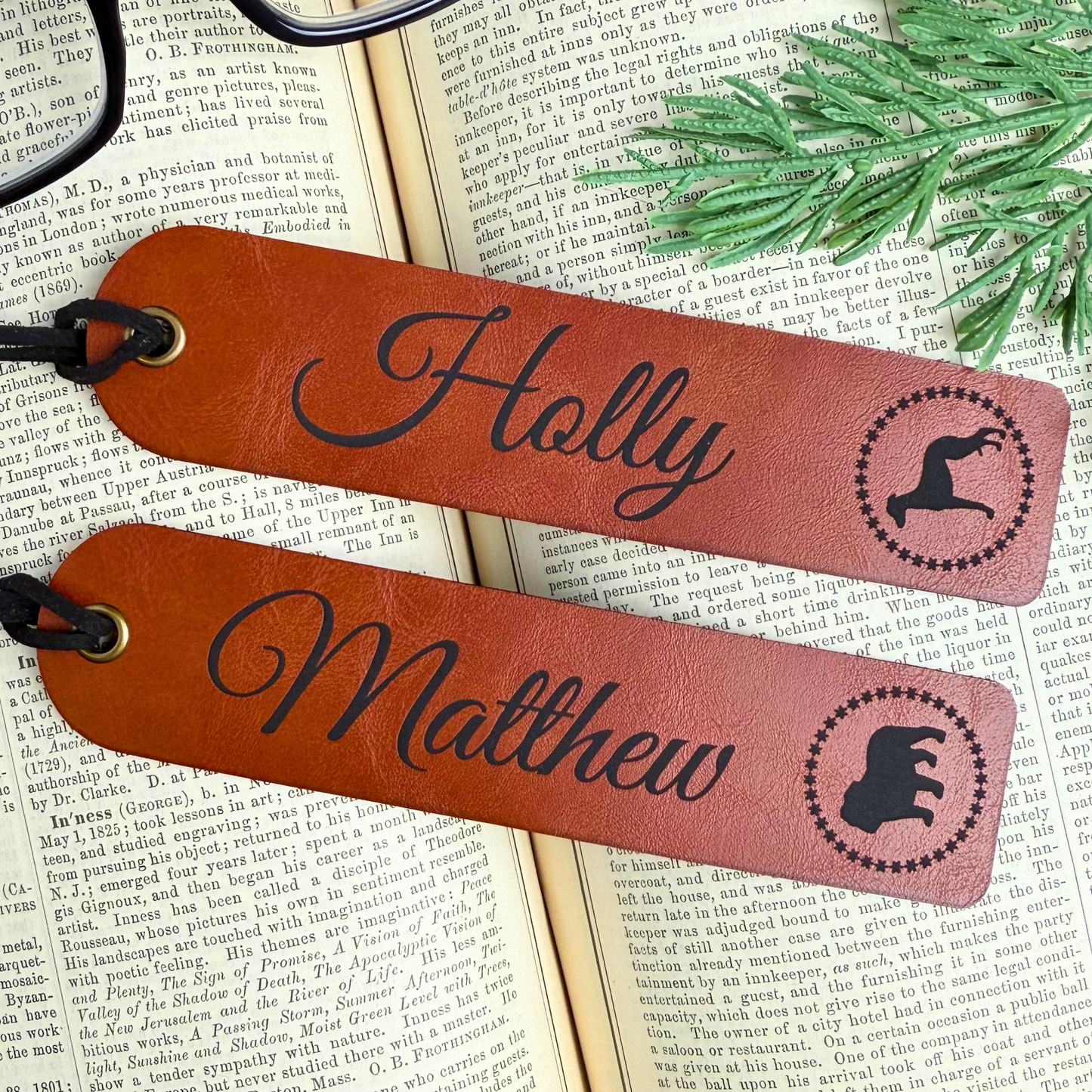 Personalized Leatherette Bookmark with Script Name & Dog Breed Edition