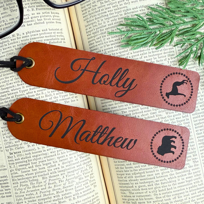 Personalized Leatherette Bookmark with Script Name & Dog Breed Edition
