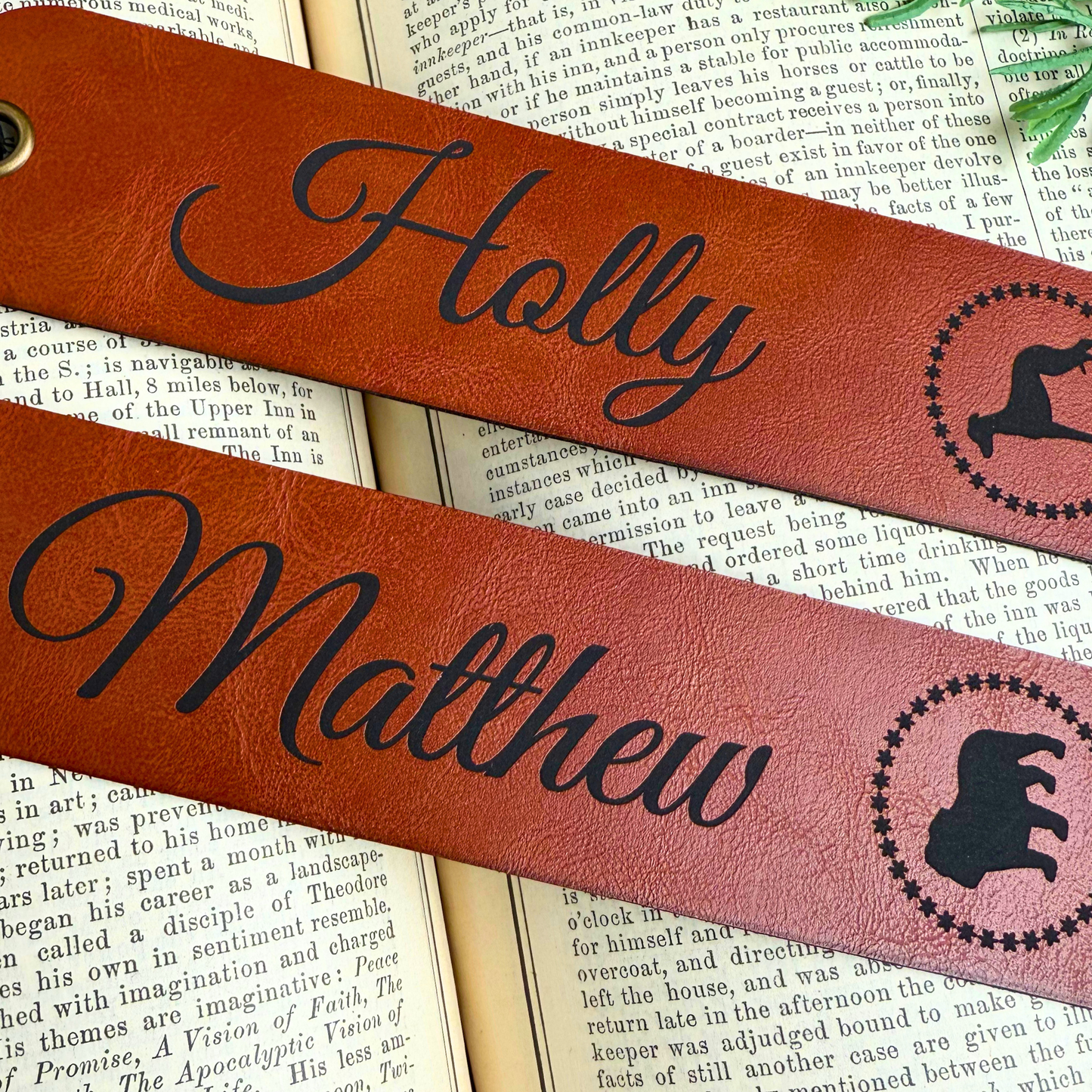 Personalized Leatherette Bookmark with Script Name & Dog Breed Edition