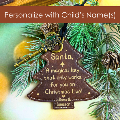 Santa Key - Double Sided Leatherette Tree & Key