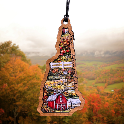 New Hampshire Suncatcher - Fall Barn and Pumpkins
