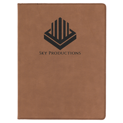Dark Brown Leatherette Portfolio with Custom Logo or Design – 9 1/2" x 12"