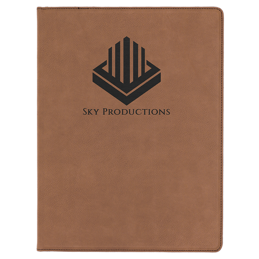 Dark Brown Leatherette Portfolio with Custom Logo or Design – 9 1/2" x 12"