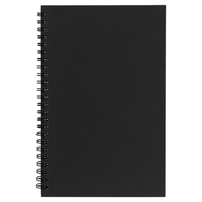 Black Spiral Notebook with Custom Silver Logo or Design – 5 1/2" x 8 1/2"