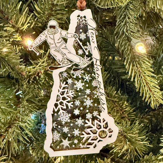New Hampshire Ornament - Skier
