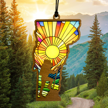 Vermont Hiker Suncatcher – 5” Handcrafted