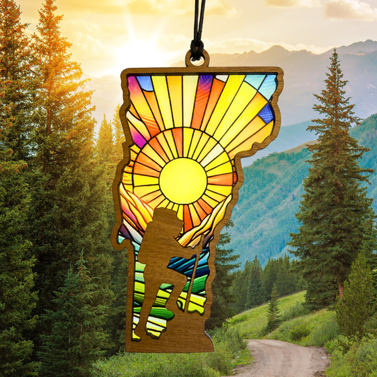 Vermont Hiker Suncatcher – 5” Handcrafted