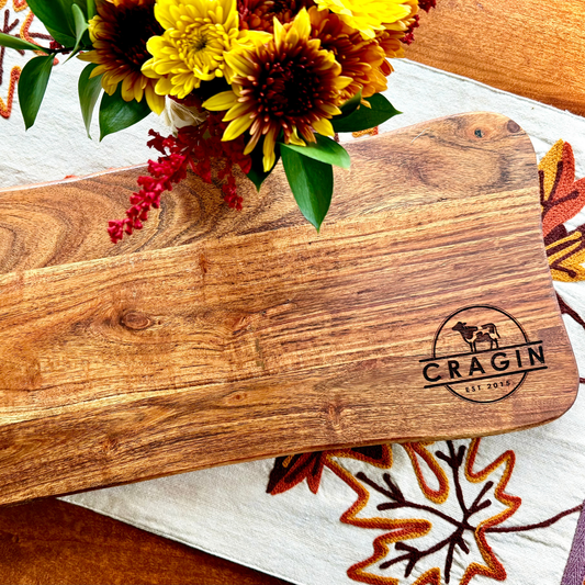 Rustic Acacia Serving Board — Personalized