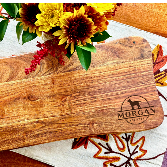 Rustic Acacia Serving Board — Dog Edition