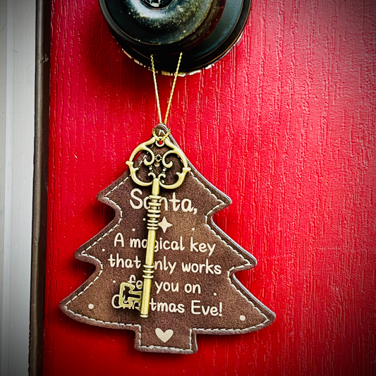 Santa Key - Double Sided Leatherette Tree & Key