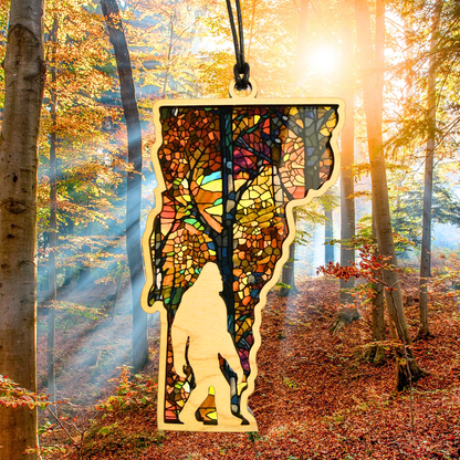Vermont Bigfoot Suncatcher – 5” Handcrafted Window Decor