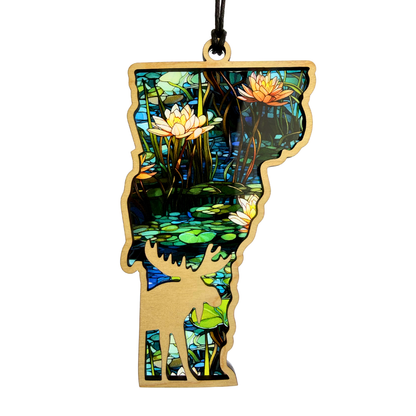 Vermont Moose Pond Suncatcher – 5” Handcrafted Window Decor