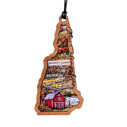 New Hampshire Suncatcher - Fall Barn and Pumpkins
