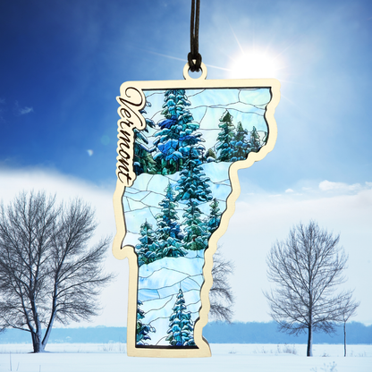 Vermont Winter Suncatcher – 5” Handcrafted Window Decor