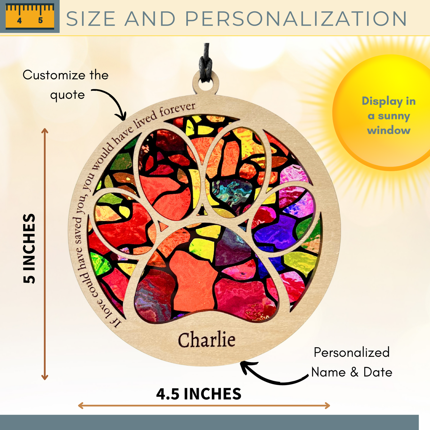 Pet Memorial Suncatcher - Paw Design