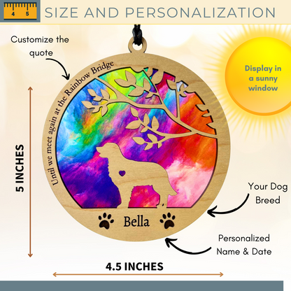 Dog Memorial Suncatcher - Rainbow Bridge